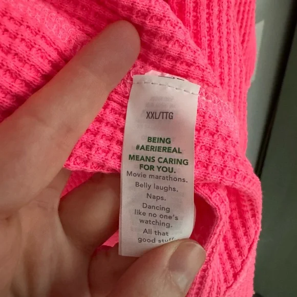 Aerie Bright Pink Button-Up Shirt - Picture 3 of 5